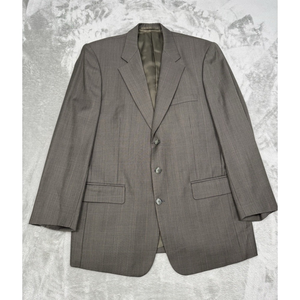 Vintage 80s Hugo Boss Sport Coat Mens 42R Brown Wool Blazer Jacket Plaid Retro